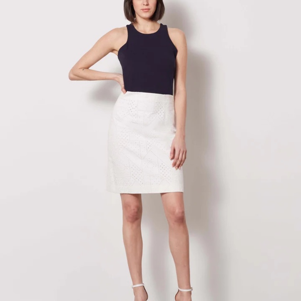 NWT E3 White Eyelet Lace Pencil Skirt